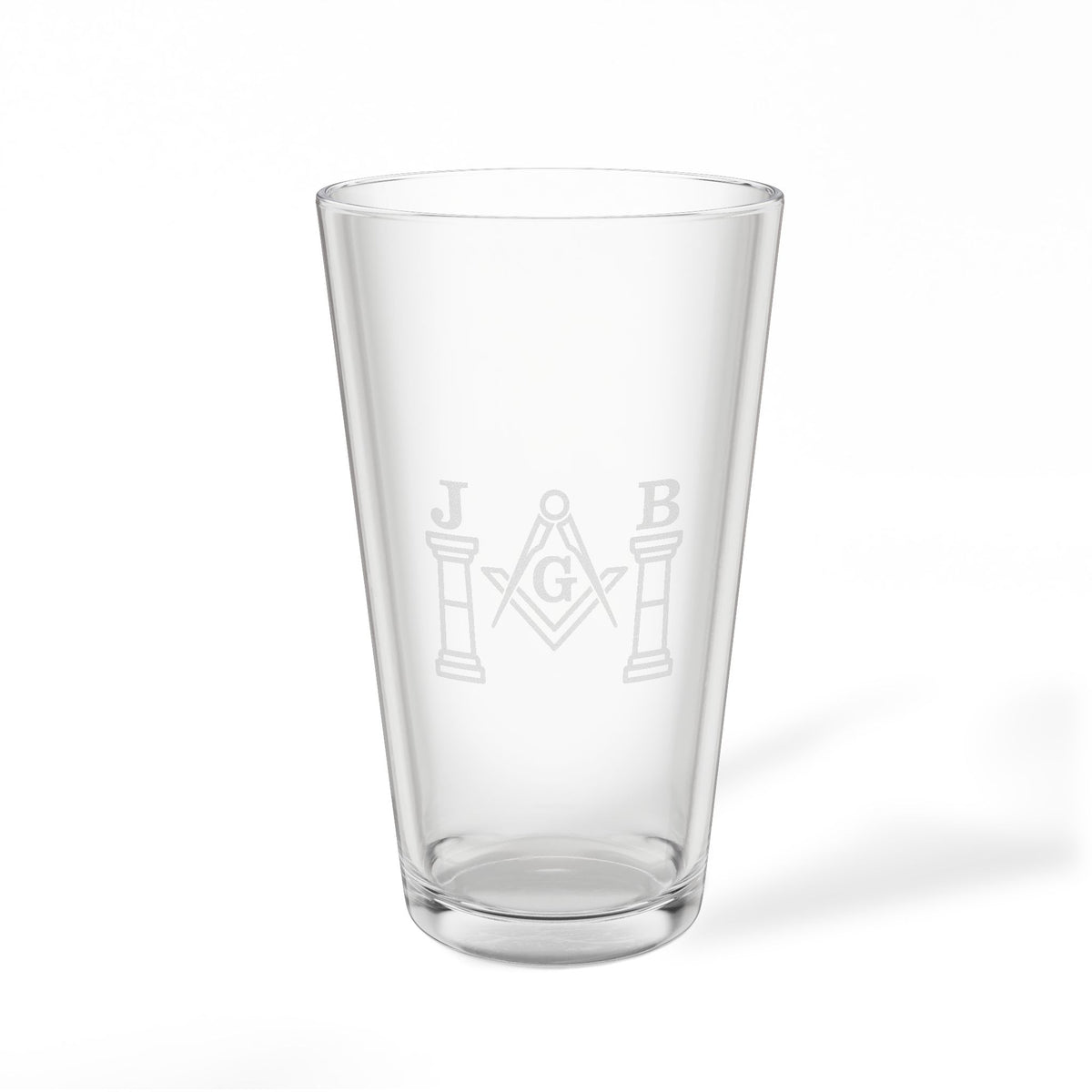 Master Mason Blue Lodge Pint Glass - Square & Compasses G with J&B Pillars