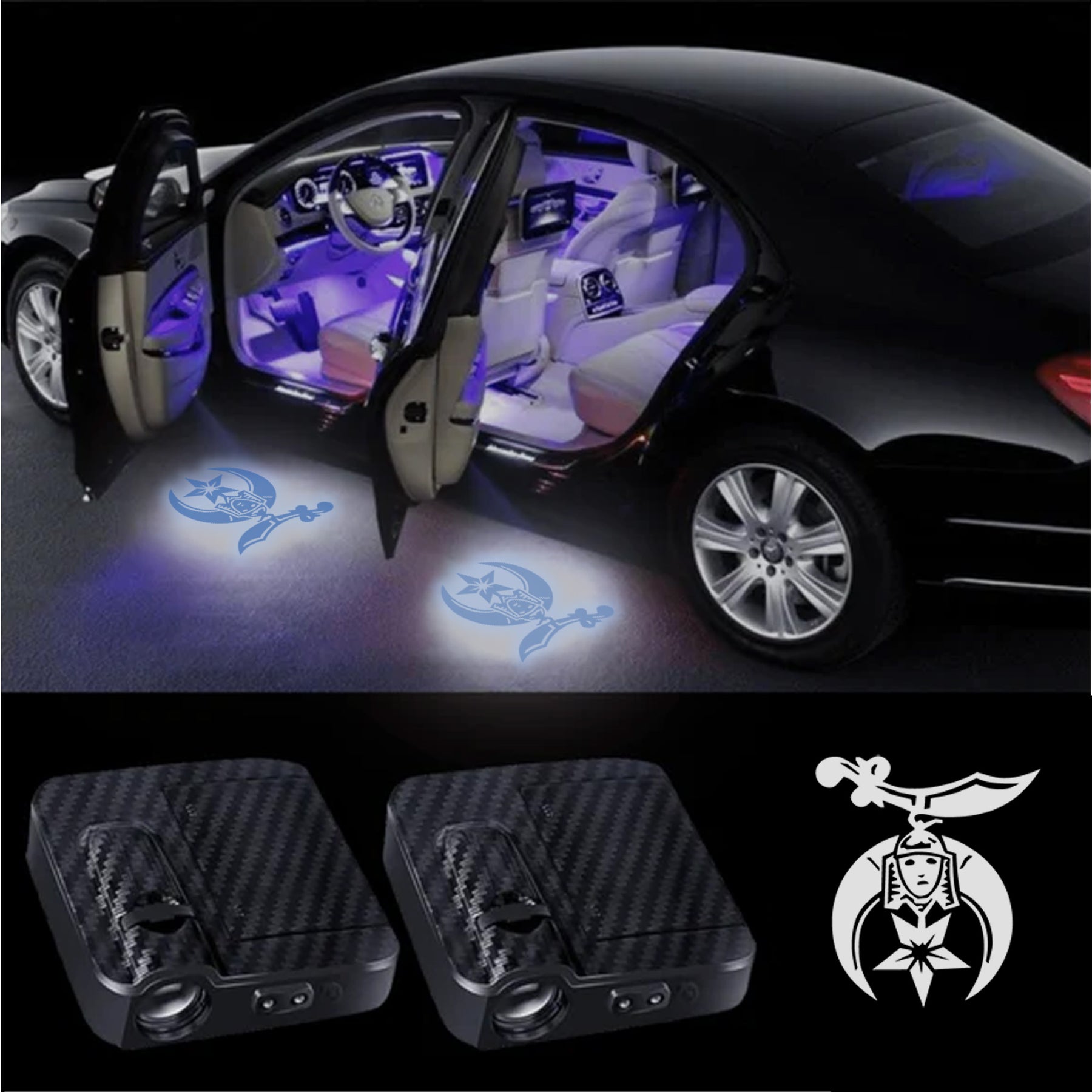 Shriners Car Door Light Projector - Customizable Wireless LED - Bricks Masons