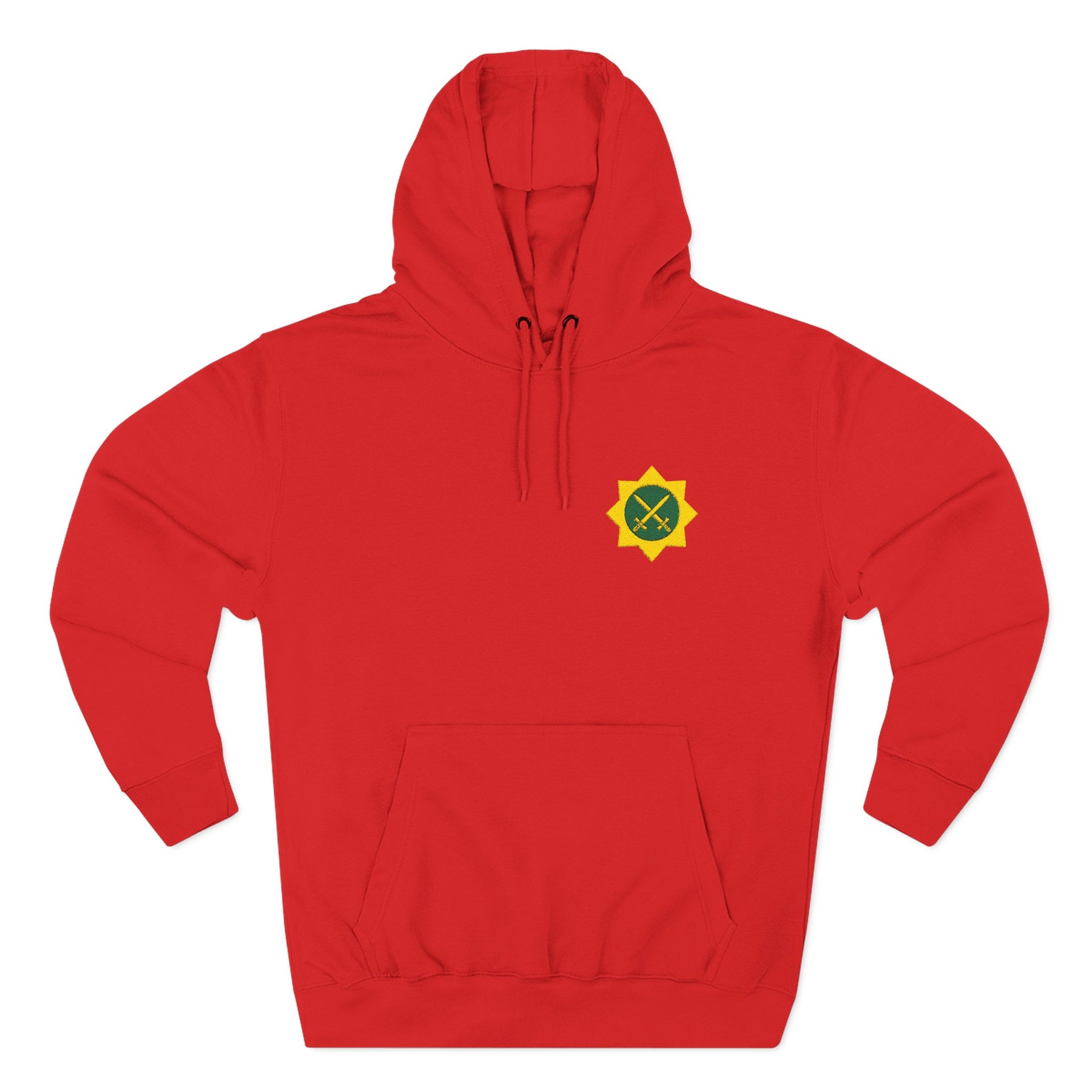 Red Cross of Babylone Hoodie - Embroidered Signature Detail - Bricks Masons