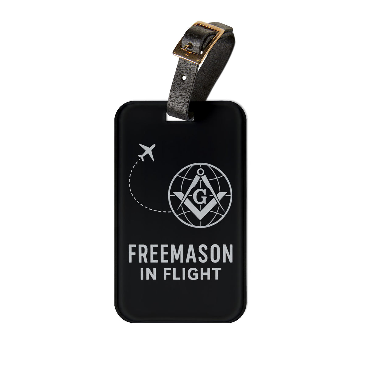 Master Mason Blue Lodge Luggage Tag - Freemason In Flight With Adjustable Leather Strap - Bricks Masons
