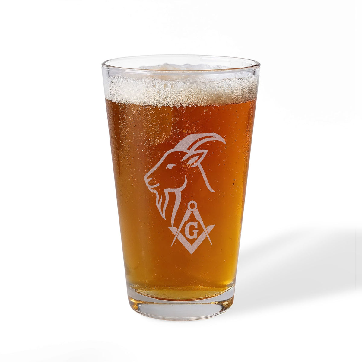Master Mason Blue Lodge Pint Glass - Square & Compass G with Goat