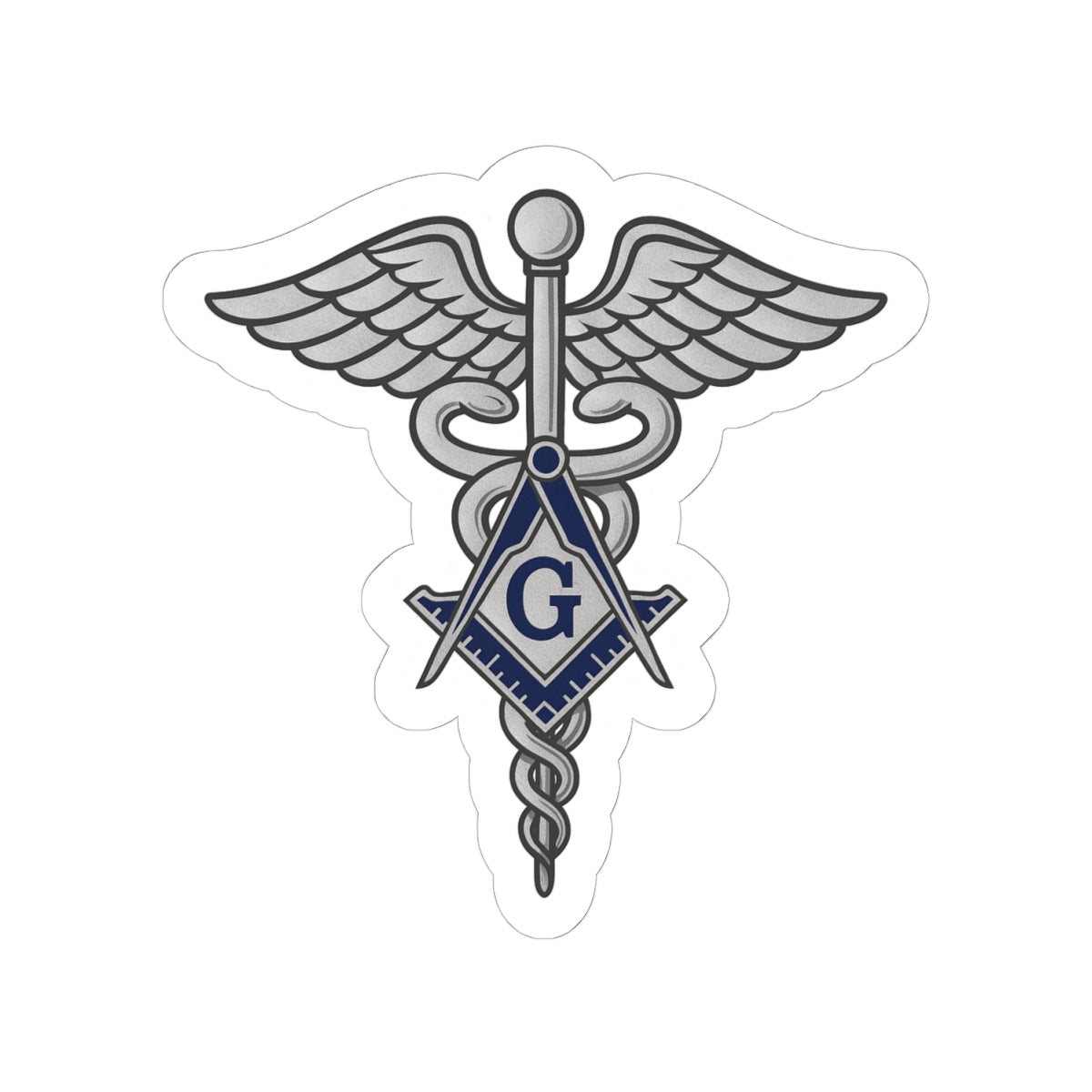 Master Mason Blue Lodge Sticker Decal - Kiss-Cut Silver Medical Doctor - Bricks Masons