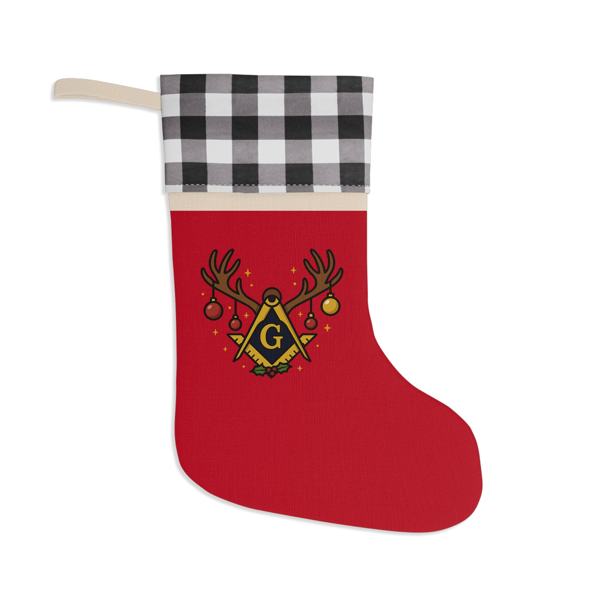 Master Mason Blue Lodge Christmas Stocking - Square & Compass G Holiday Design - Bricks Masons