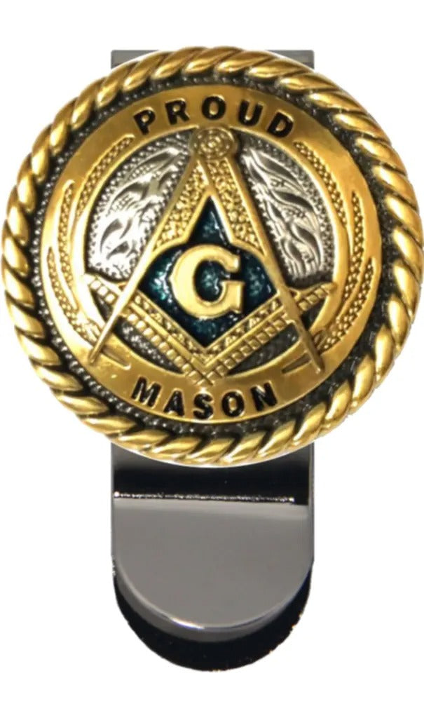 Master Mason Blue Lodge Money Clip - Proud Mason Square & Compass G - Bricks Masons