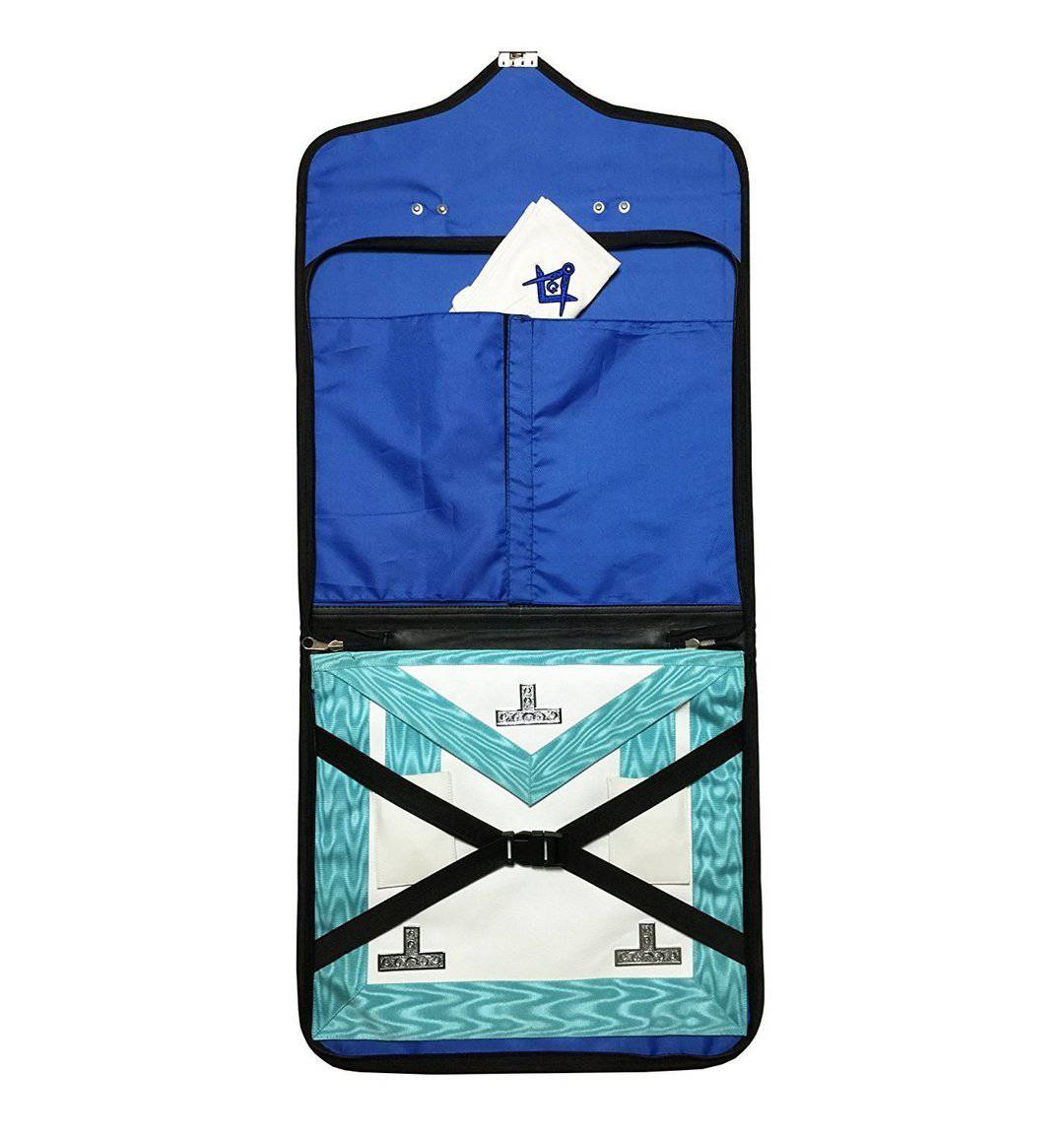 Master Mason Blue Lodge Apron Case - Blue Leather MM, WM, Provincial - Bricks Masons