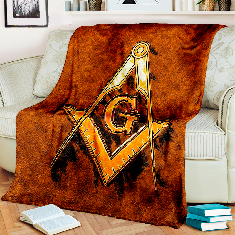 Master Mason Blue Lodge Blanket - 3D Printed Square and Compass G Flannel - Bricks Masons
