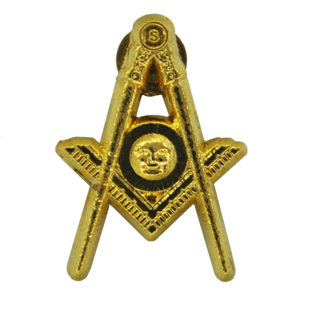 Master Mason Blue Lodge Lapel Pin - Gold Plated With Butterfly Buckle - Bricks Masons