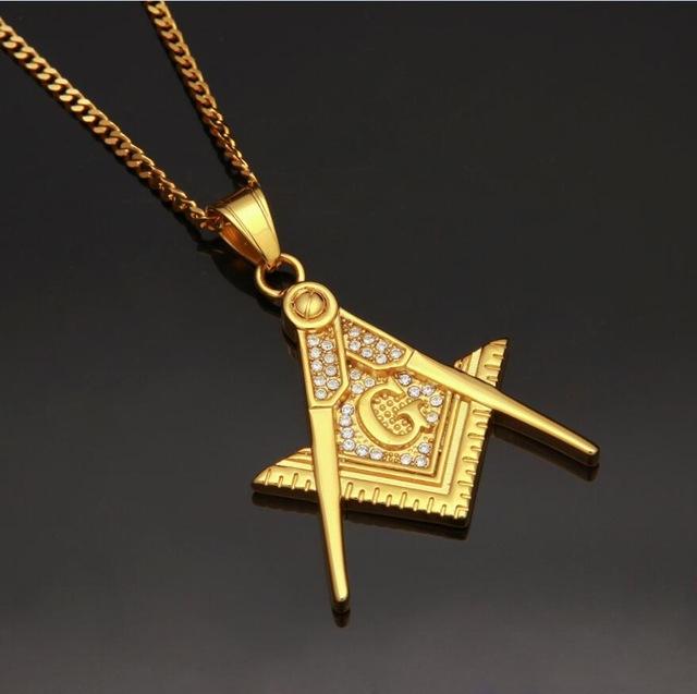 Master Mason Blue Lodge Necklace - Zirconia Stainless Steel - Bricks Masons