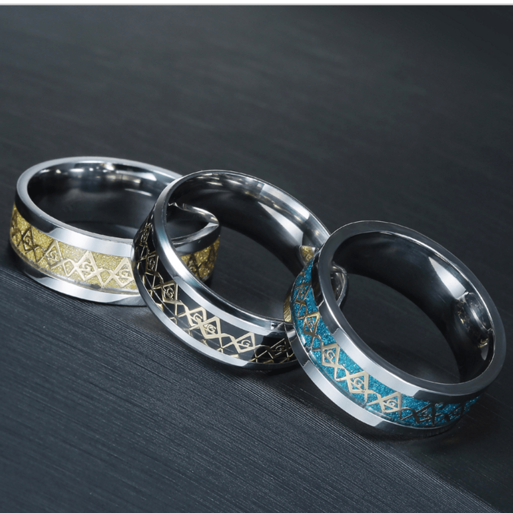 Master Mason Blue Lodge Ring - Square & Compass Opalite - Bricks Masons