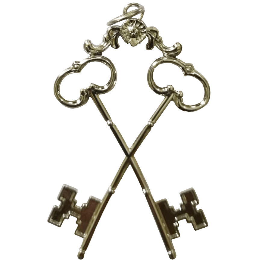 Treasurer Blue Lodge Officer Collar Jewel - Silver Metal - Bricks Masons