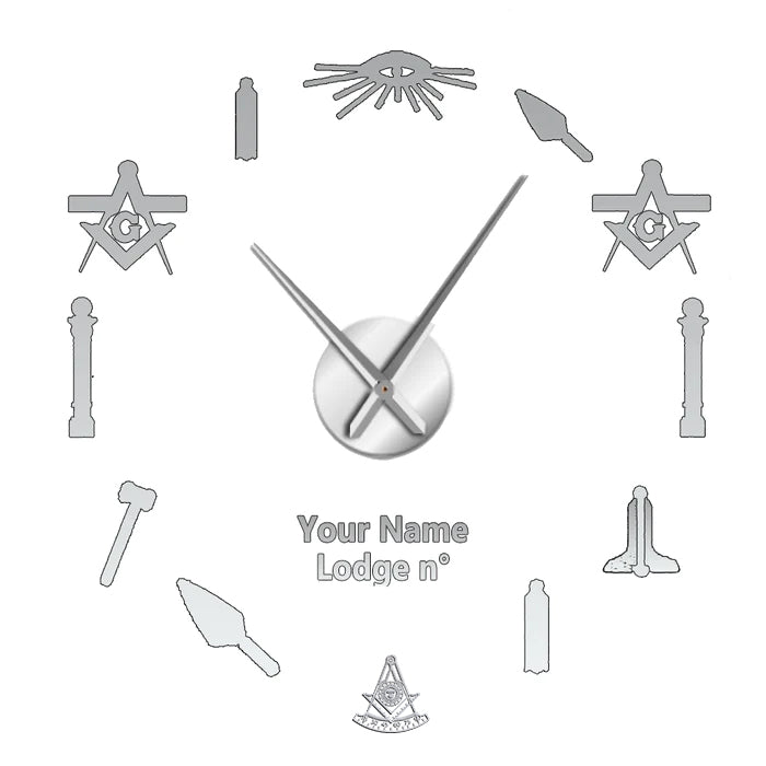 Past Master Blue Lodge California Regulation Clock - Frameless Design - Bricks Masons