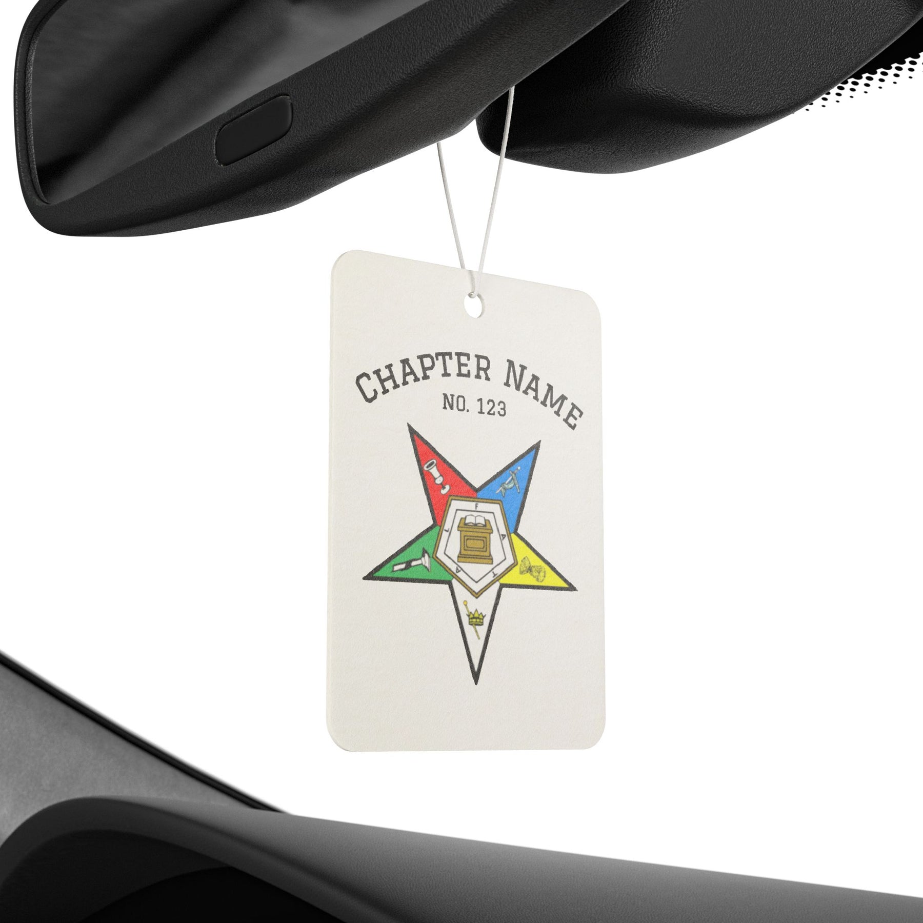 OES Car Air Freshener - Colorful Star Design With Personalization - Bricks Masons