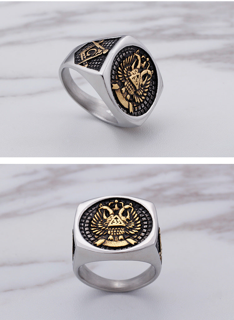 33rd Degree Scottish Rite Ring - Silver & Gold - Bricks Masons