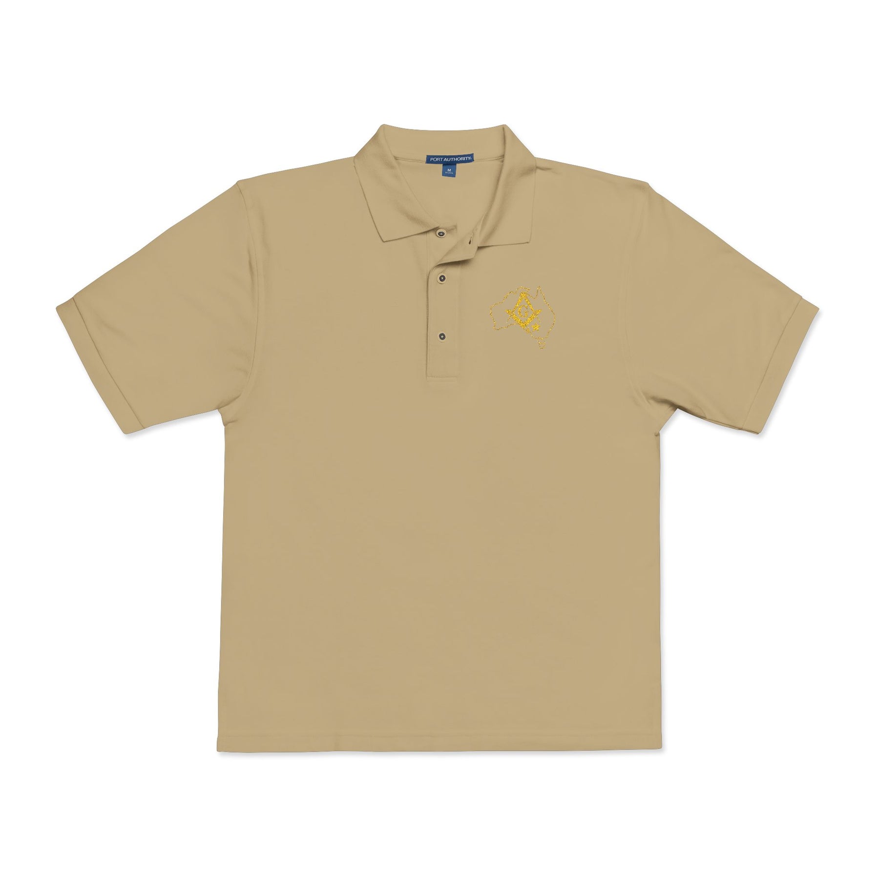 Master Mason Blue Lodge Australia Jurisdiction Polo Shirt - Embroidered S&C Australia Map - Bricks Masons