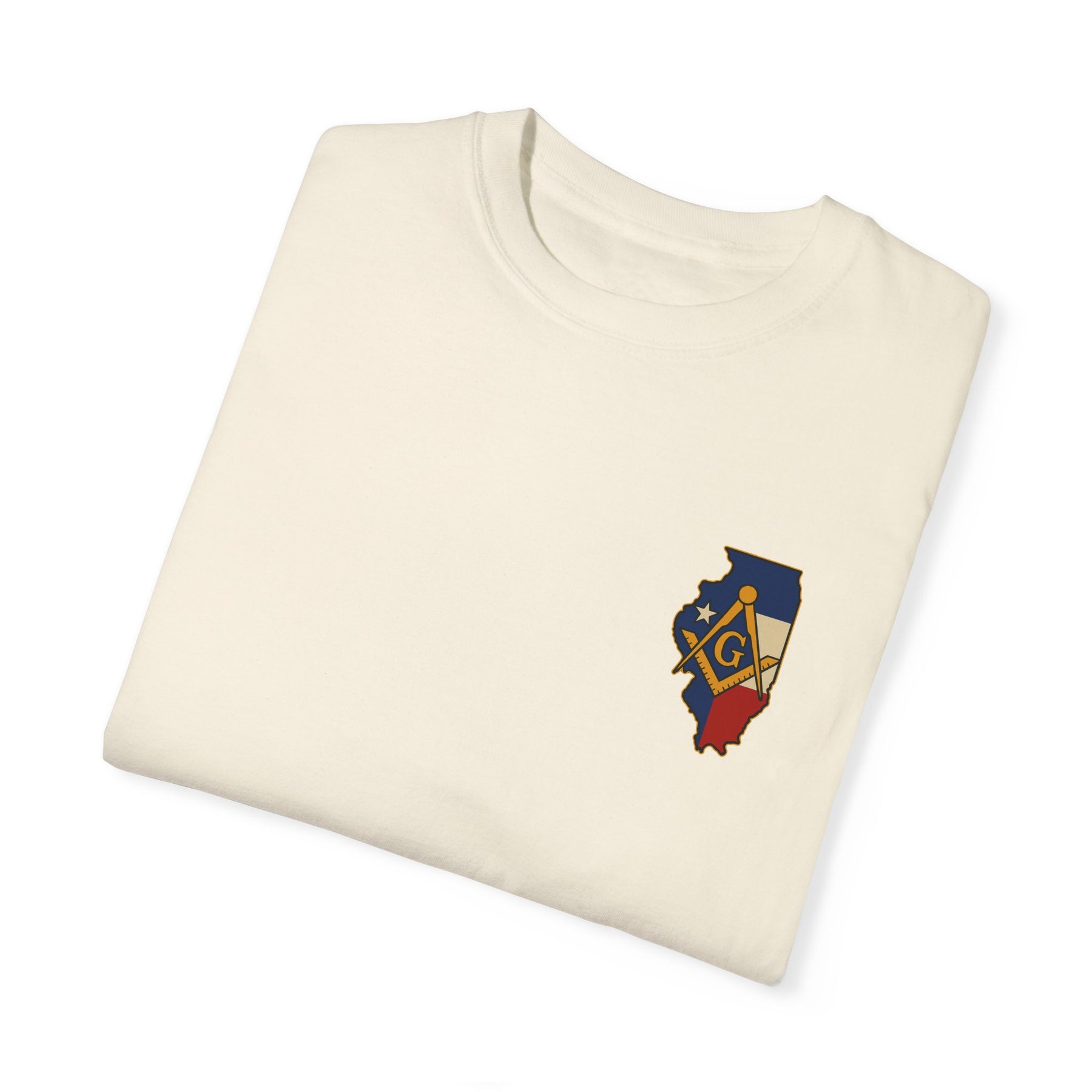 Master Mason Blue Lodge T-Shirt - Garment-Dyed Illinois Mason - Bricks Masons