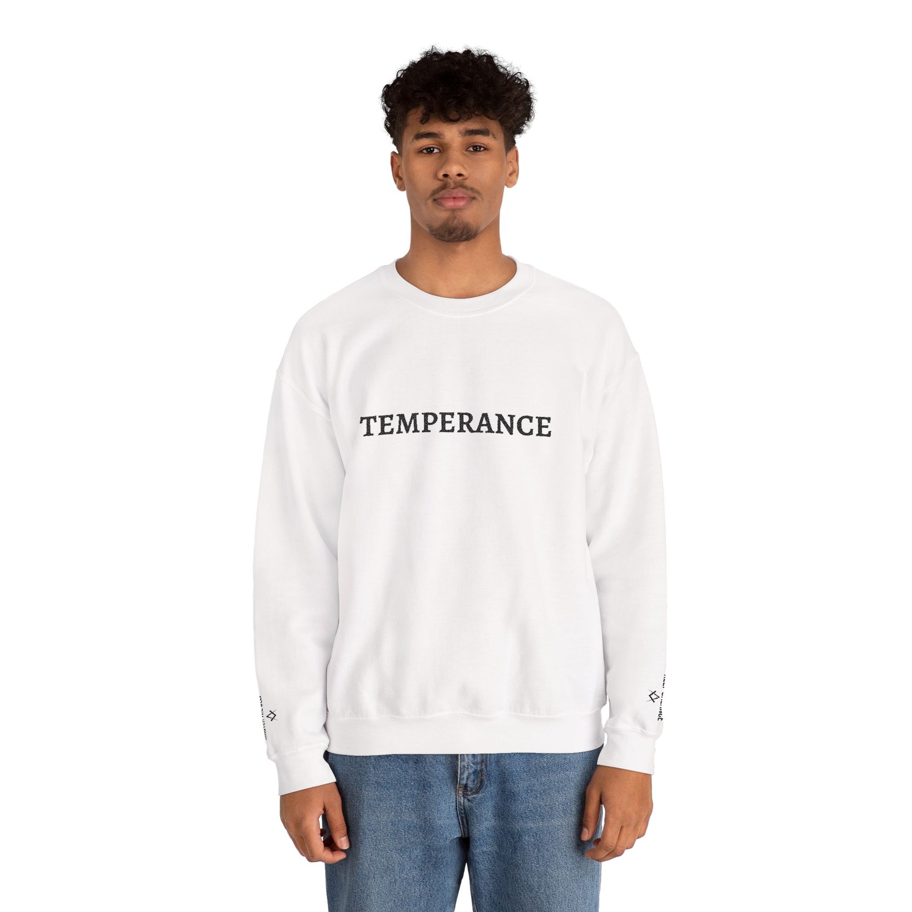 Entered Apprentice Blue Lodge Sweatshirt - Temperance Front & Sleeves Embroidery - Bricks Masons