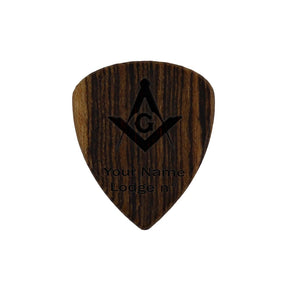 Master Mason Blue Lodge Wood Guitar Pick - Acoustic Electric Bass - Bricks Masons