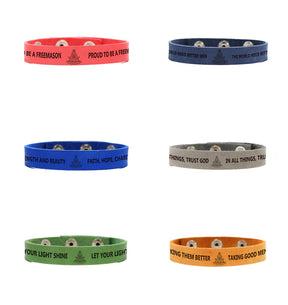 Past Master Blue Lodge California Regulation Bracelet - Various Leather Colors - Bricks Masons