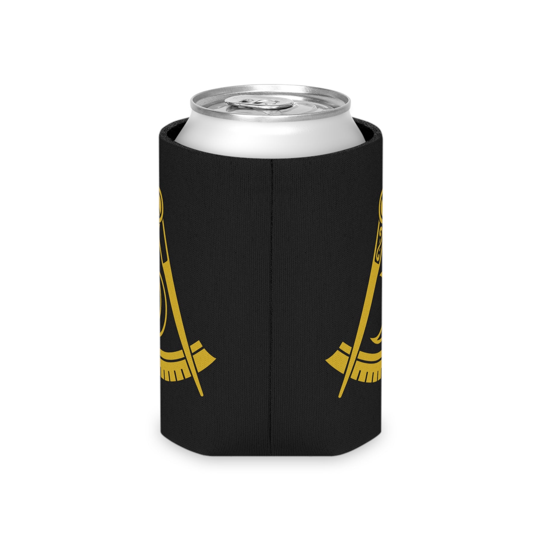 District Deputy Grand Master Blue Lodge Can Cooler - Black & Gold Square & Compass - Bricks Masons