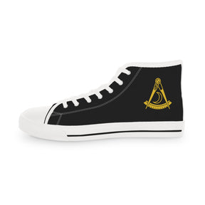 District Deputy Grand Master Blue Lodge Sneaker - High Top Black & White Gold Emblem - Bricks Masons