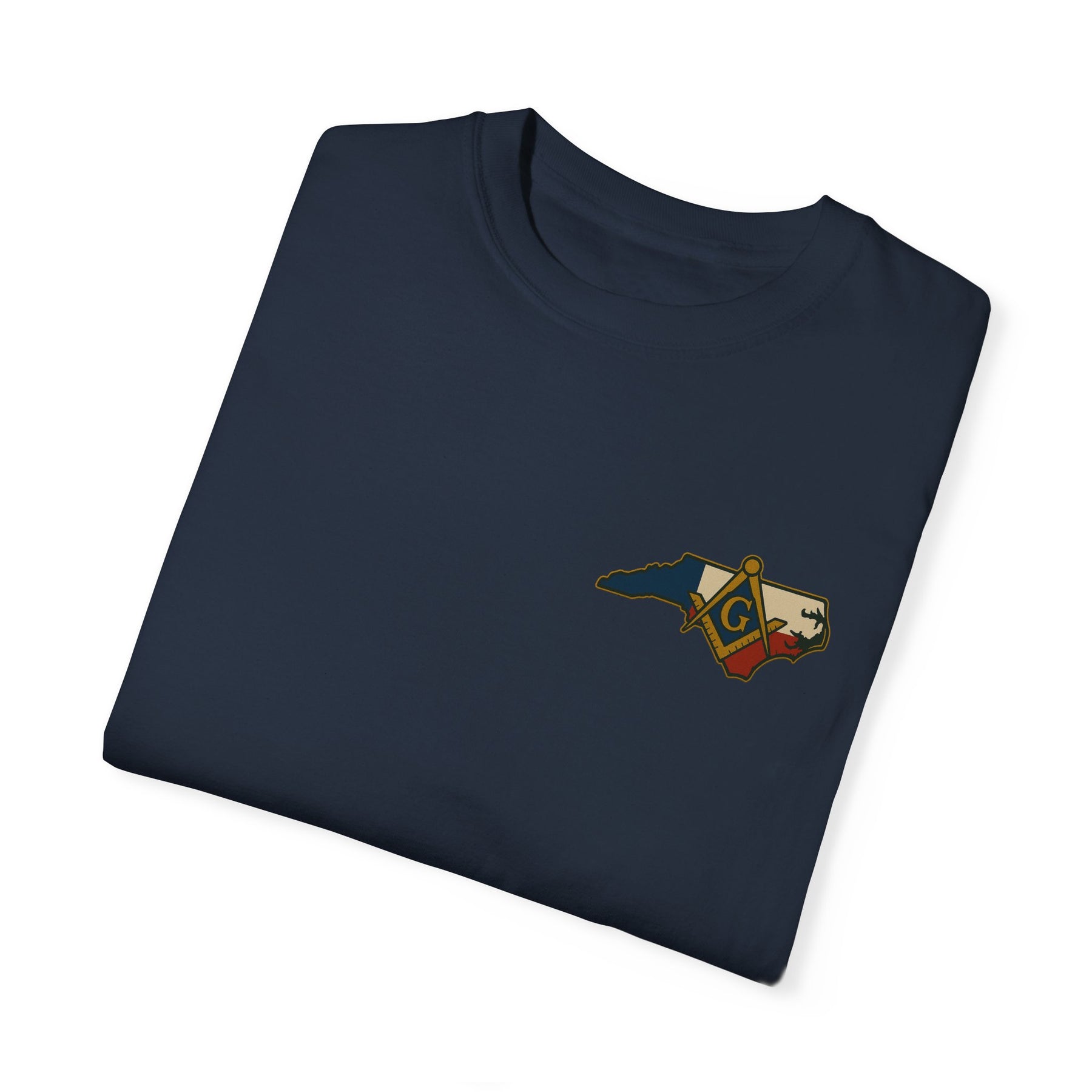 Master Mason Blue Lodge T-Shirt - Garment-Dyed North Carolina Mason - Bricks Masons