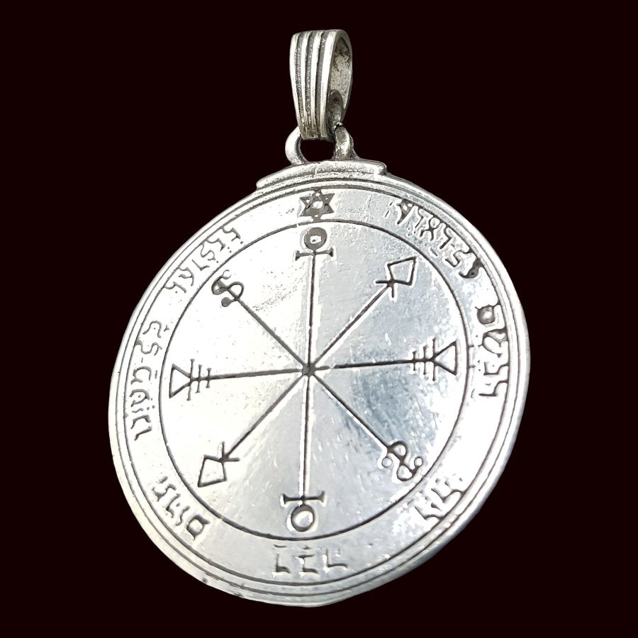 Solomon's Fifth Pentacle Pendant, Consecrated to the Moon, Silver, 4 cm, 20 g, 44 Seals of Solomon, Art. 1162 - Bricks Masons