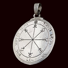 Solomon's Fifth Pentacle Pendant, Consecrated to the Moon, Silver, 4 cm, 20 g, 44 Seals of Solomon, Art. 1162 - Bricks Masons