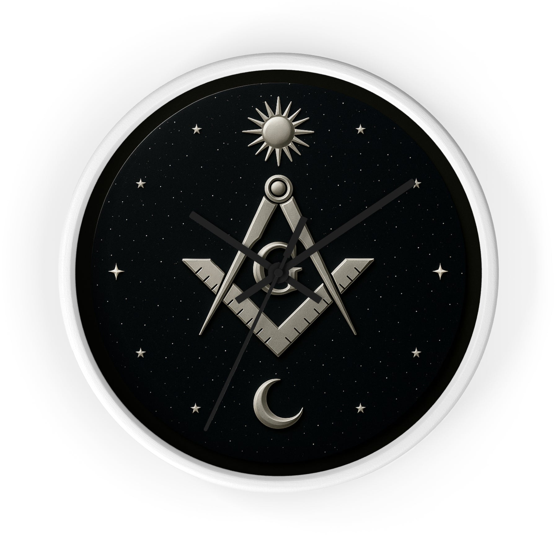 Master Mason Blue Lodge Clock - S&C on Wooden Frame with Plexiglass Cover - Bricks Masons