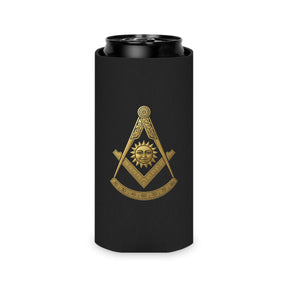 Past Master Blue Lodge Can Cooler - Gold Square & Compass - Bricks Masons