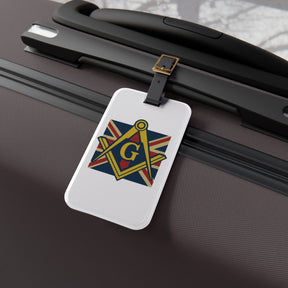 Master Mason Craft Luggage Tag - White With Black Leather Strap - Bricks Masons
