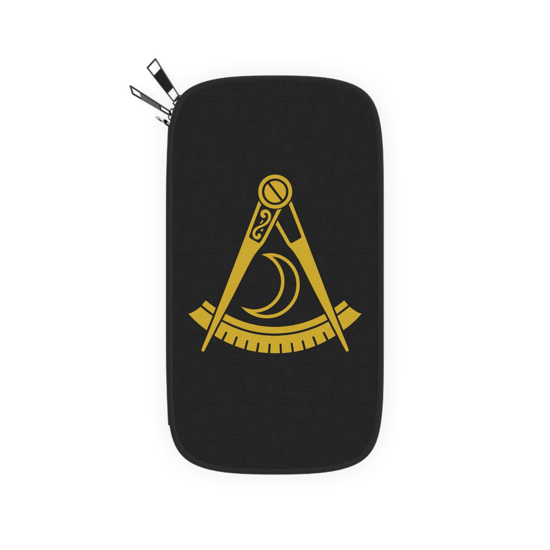 District Deputy Grand Master Blue Lodge Passport Wallet - Black With Shoulder & Wrist Strap - Bricks Masons