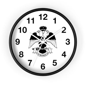 33rd Degree Scottish Rite Clock - Wings Down Wooden Frame