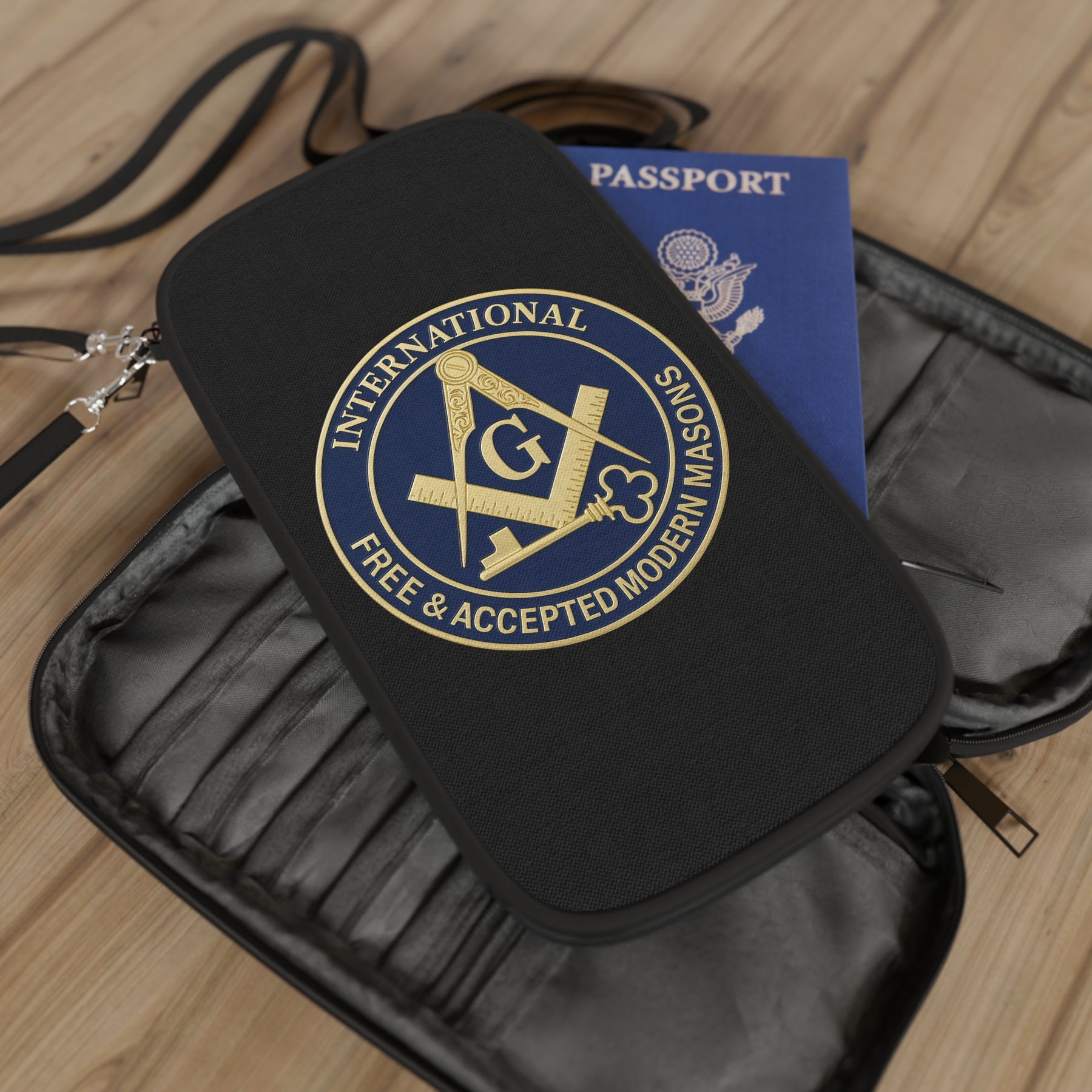 International Masons Passport Wallet - Free & Accepted Masons With Shoulder & Wrist Strap - Bricks Masons