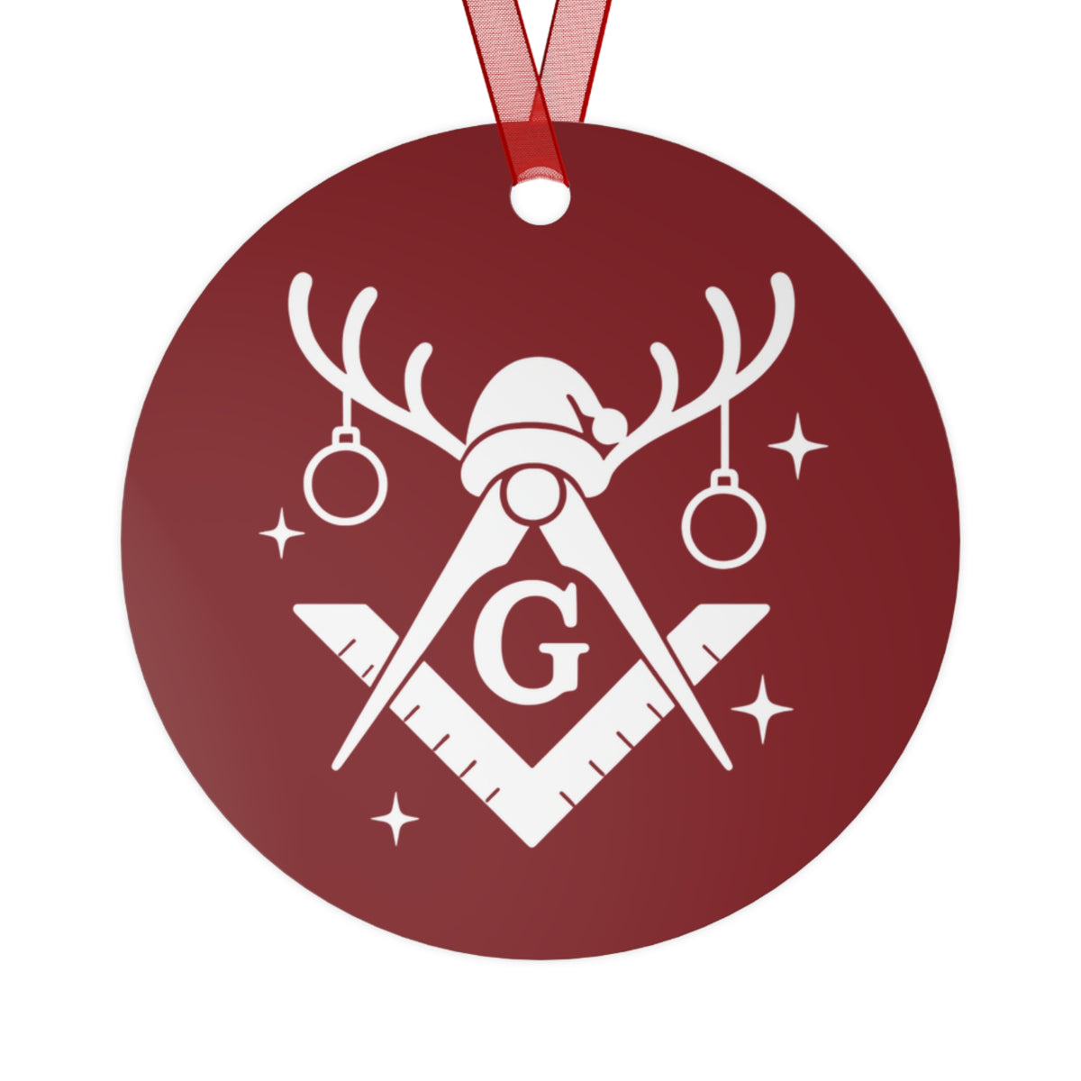 Master Mason Blue Lodge Christmas Ornament - Square & Compass G Holiday Decor - Bricks Masons