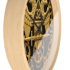 32nd Degree Scottish Rite Clock - Double Headed Eagle with Open Gear - Bricks Masons