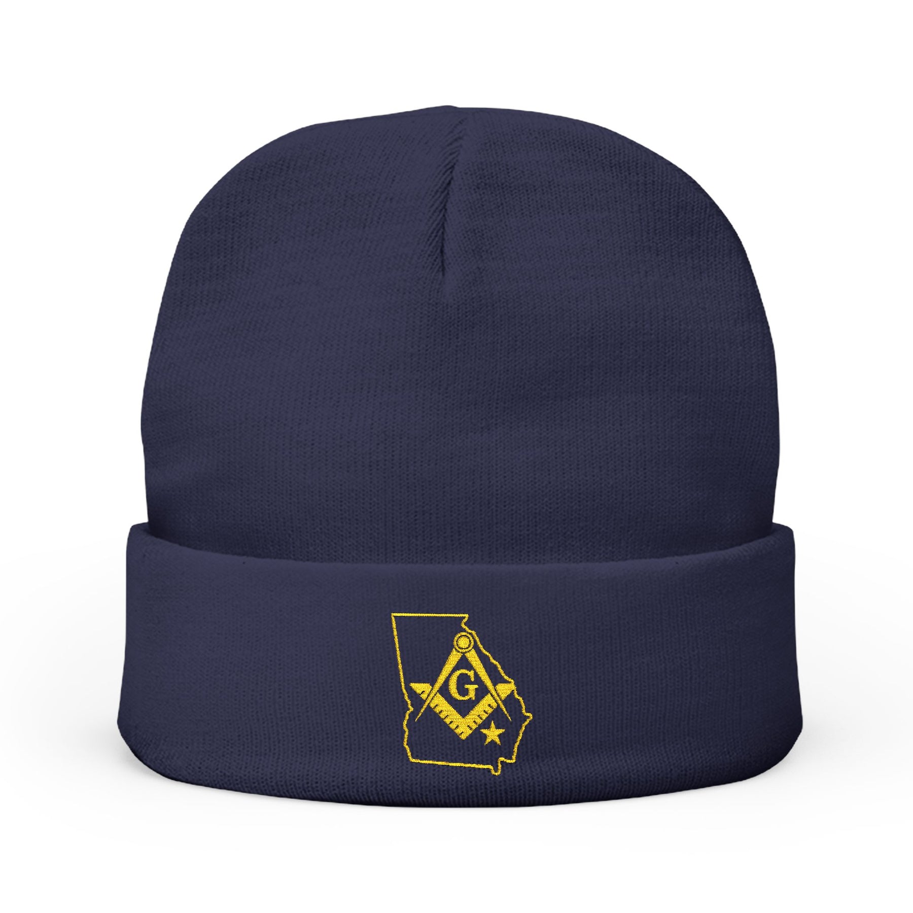 Master Mason Blue Lodge Beanie - Knit Embroidery Georgia Mason - Bricks Masons