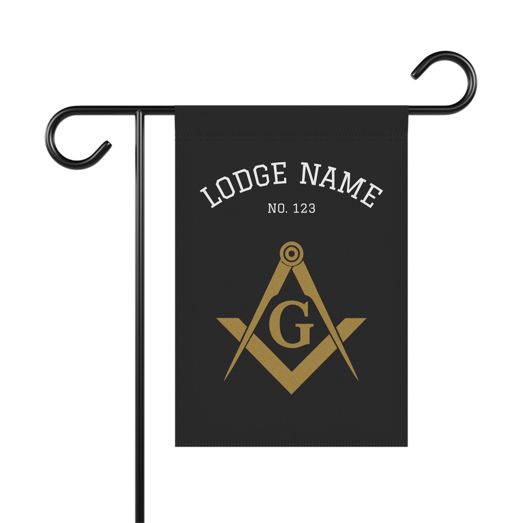 Master Mason Blue Lodge Yard Flag - Gold Square & Compass G with Customization - Bricks Masons