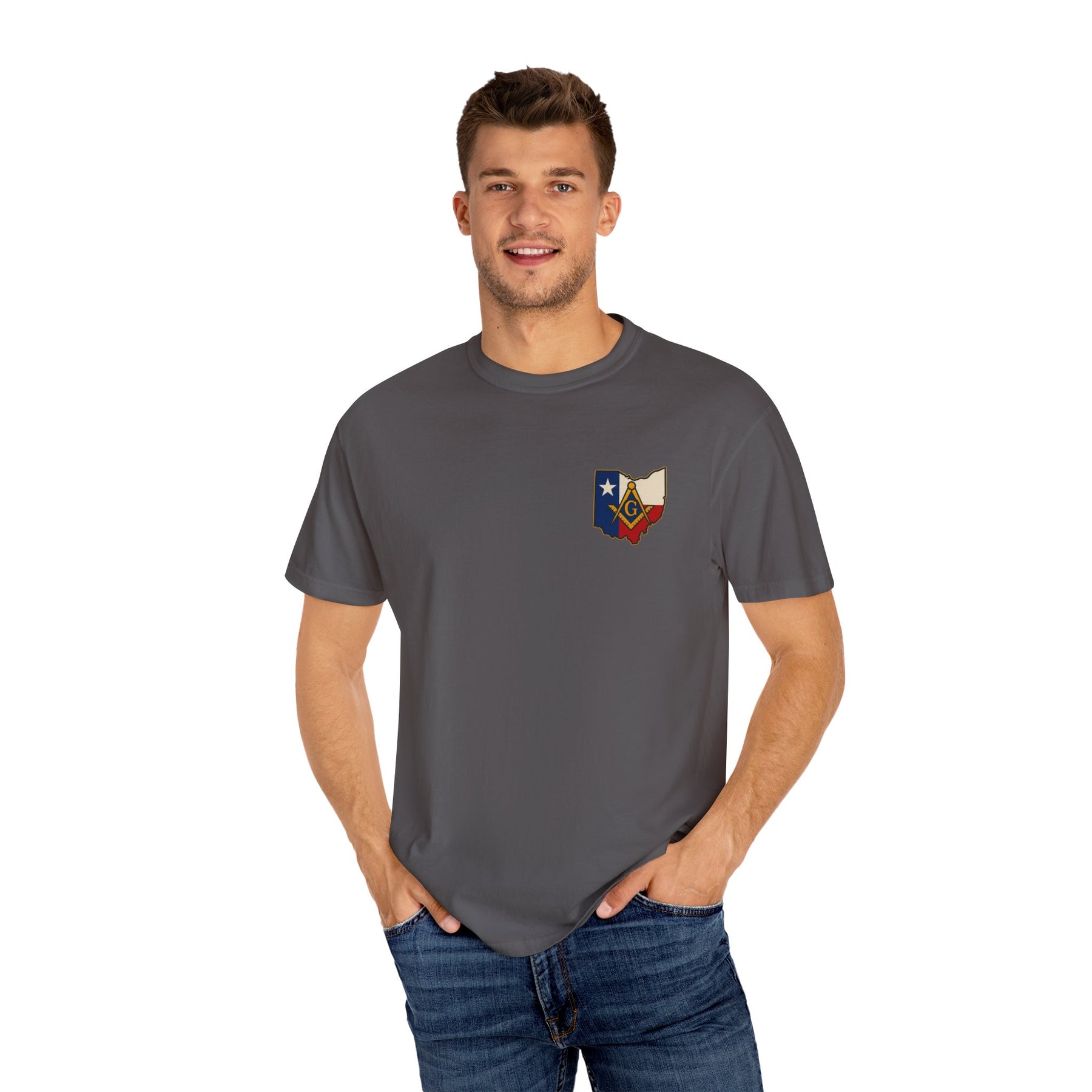 Master Mason Blue Lodge T-Shirt - Garment-Dyed Ohio Mason - Bricks Masons