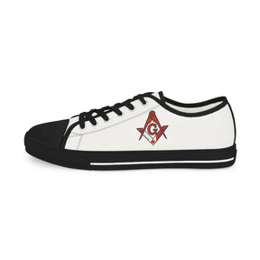 Master Mason Blue Lodge Canada Jurisdiction Sneaker - Low Top Sneaker Black & White S&C G Flag - Bricks Masons
