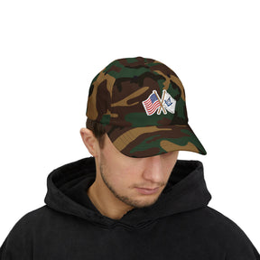 Master Mason Blue Lodge Baseball Cap - Cotton Various Colors Crossed Flags - Bricks Masons