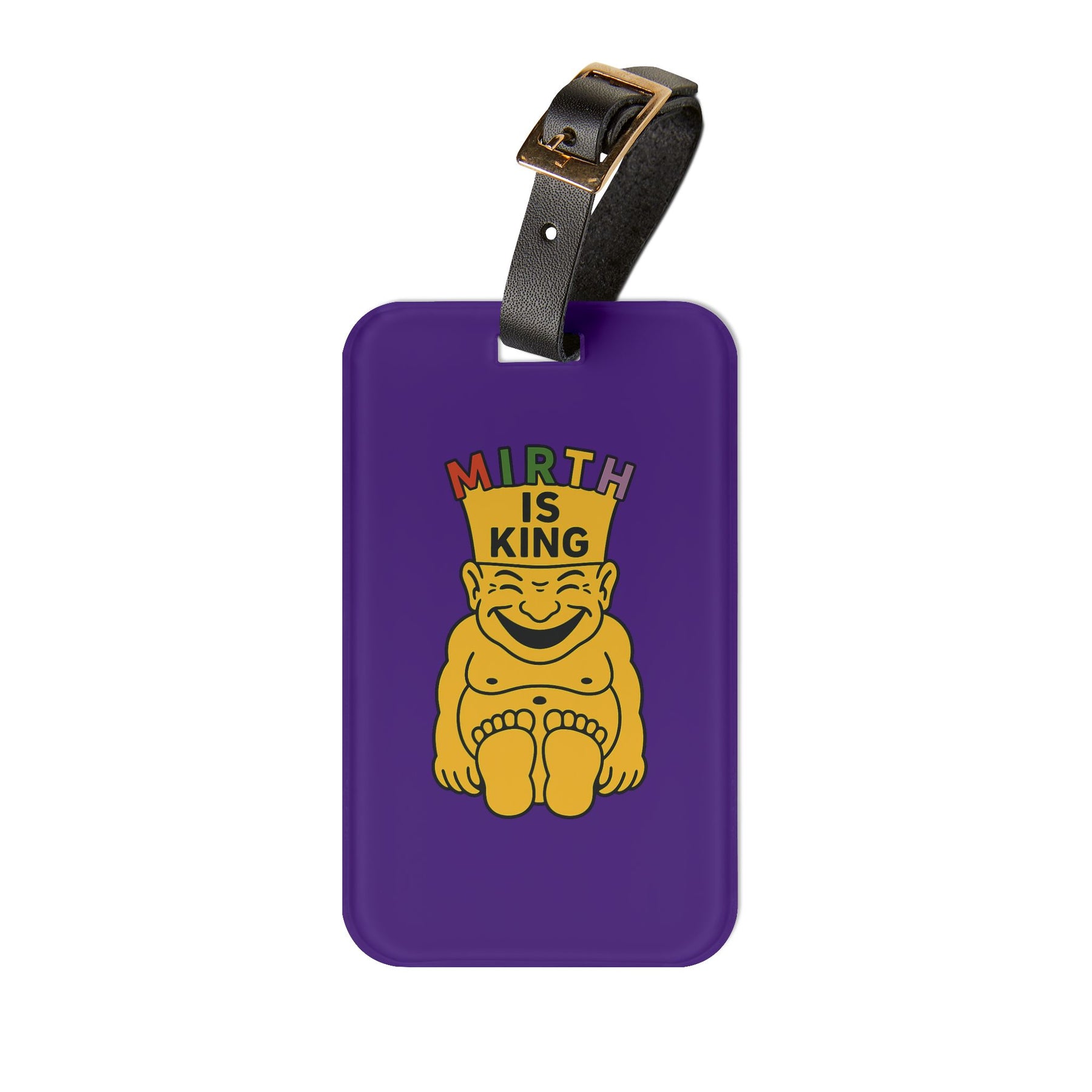 Royal Order of Jesters Luggage Tag - Purple Mirth With Black Leather Strap - Bricks Masons