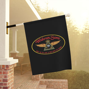Widows Sons Yard Flag - Black Printed Poly Poplin - Bricks Masons