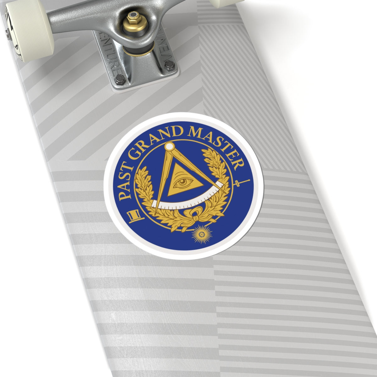 Past Grand Master Blue Lodge Sticker Decal - Kiss-Cut Blue & Gold With Eye - Bricks Masons