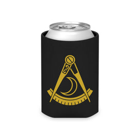 District Deputy Grand Master Blue Lodge Can Cooler - Black & Gold Square & Compass - Bricks Masons