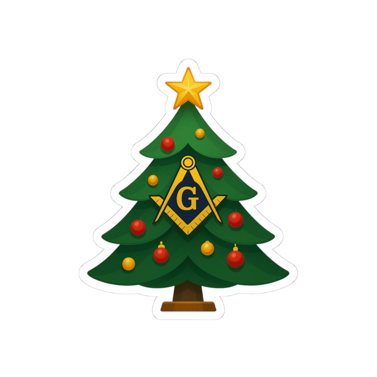 Master Mason Blue Lodge Sticker Decal - Kiss-Cut Square & Compass G Christmas Edition - Bricks Masons