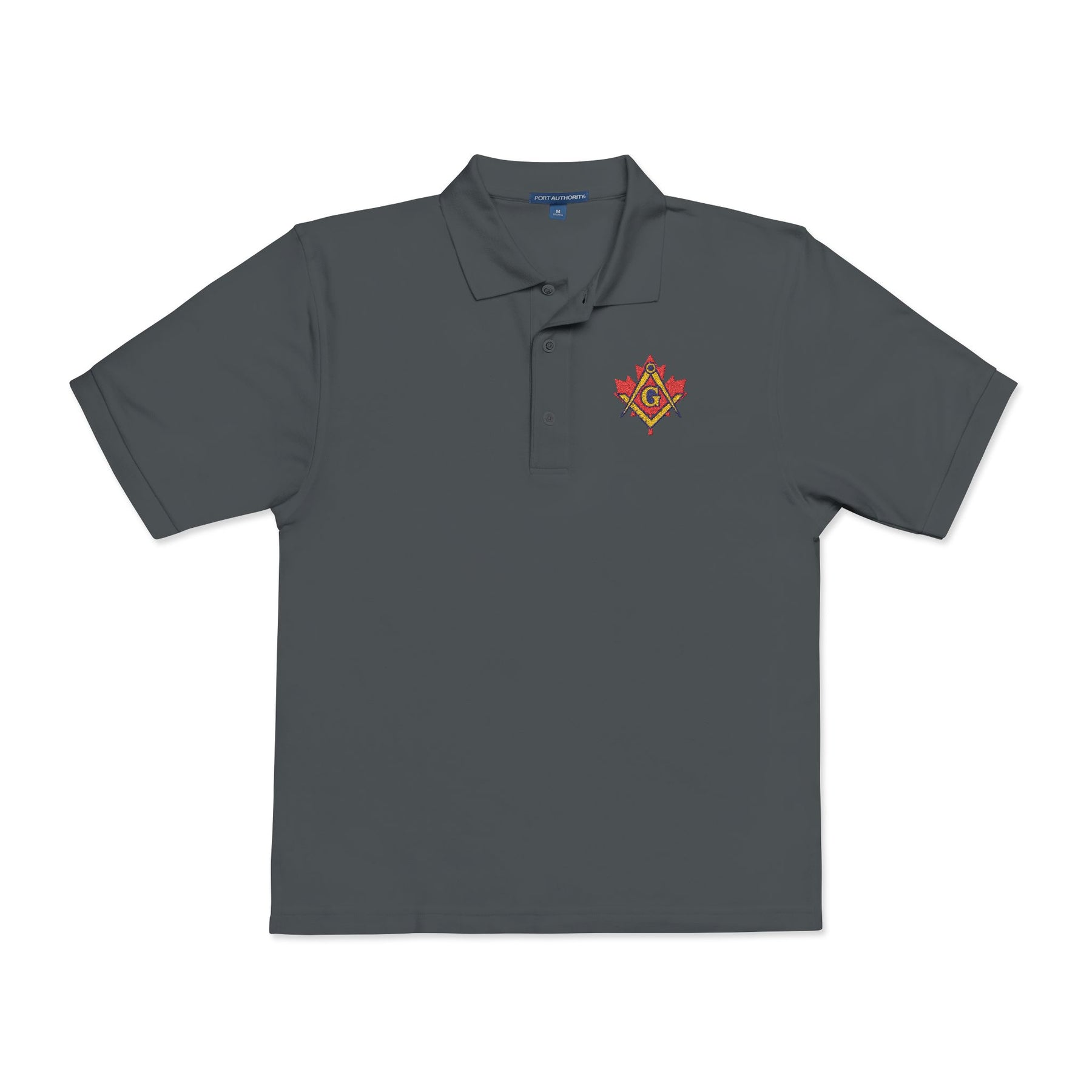 Master Mason Blue Lodge Canada Jurisdiction Polo Shirt - Embroidered Square & Compass G Maple Leaf - Bricks Masons