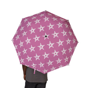 OES Umbrella - Pink with White Stars Semi-Automatic Foldable Umbrella - Bricks Masons