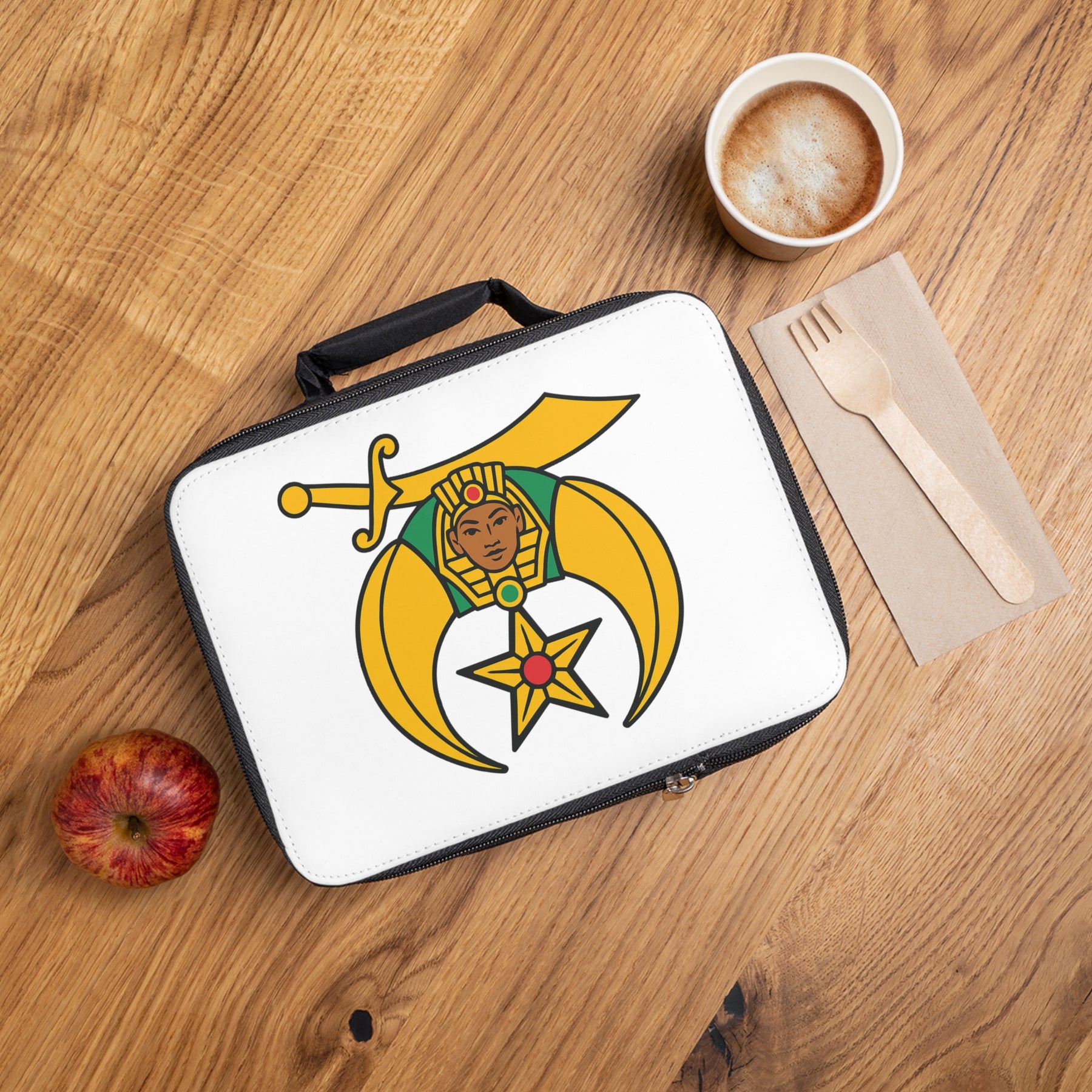 Daughters of Sphinx Lunch Bag - White Fully Insulated With Zipper Closure - Bricks Masons