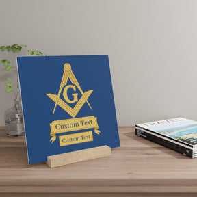Master Mason Blue Lodge Plaque - Square & Compass G with Custom Text - Bricks Masons