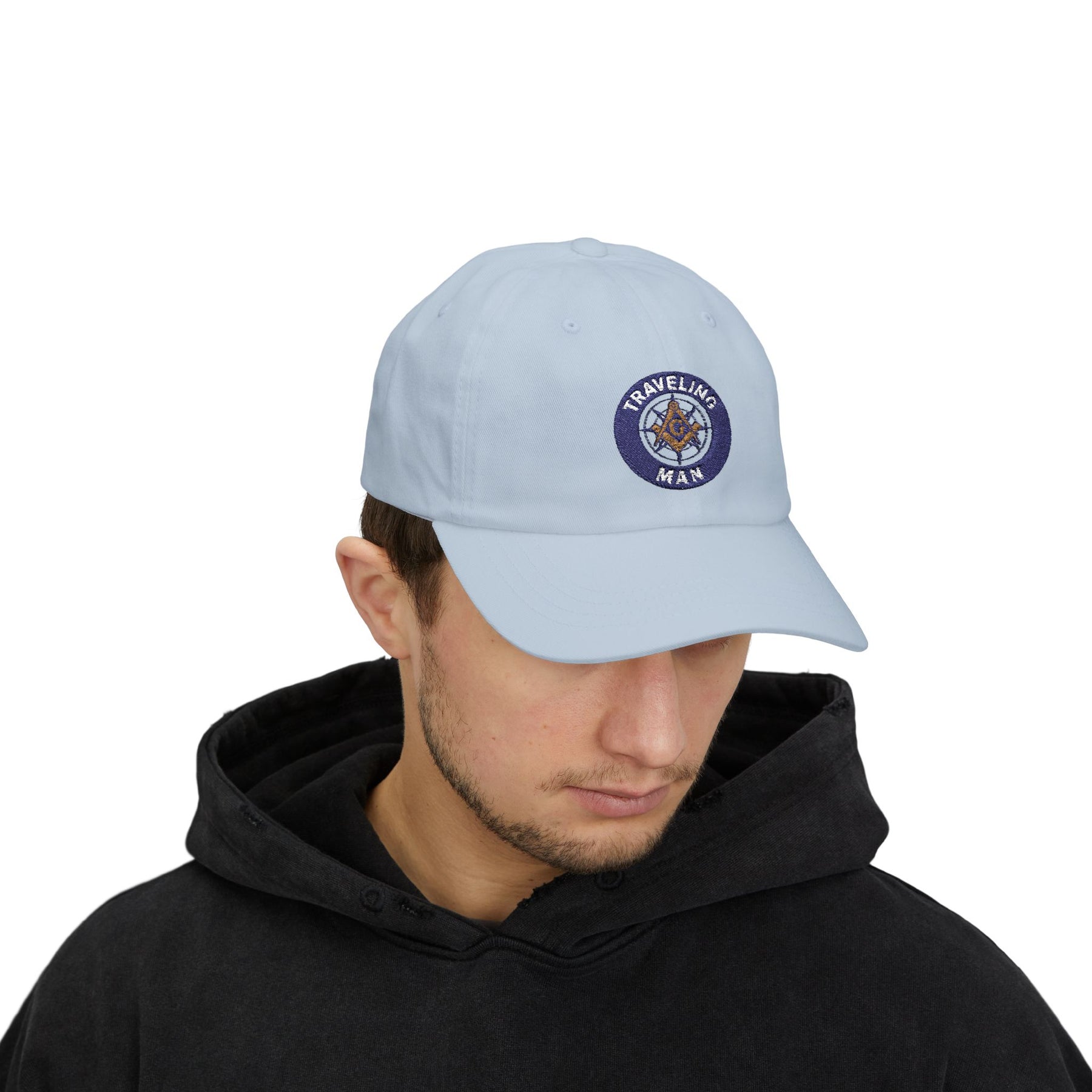 Master Mason Blue Lodge Baseball Cap - Embroidered Traveling Man Dad Cap - Bricks Masons